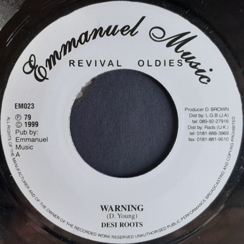 Desi Roots - Warning 7"